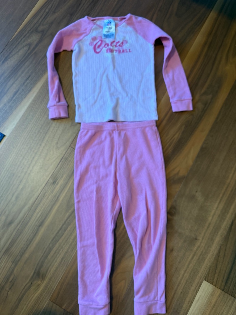 NFL Colts Girls Pajama Set 4T Pink Thermal Indianapolis
